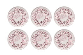 Hermia Red Thorn Juego de Platos para Postres Rojo y Blanco (6 Piezas) de Porcelana